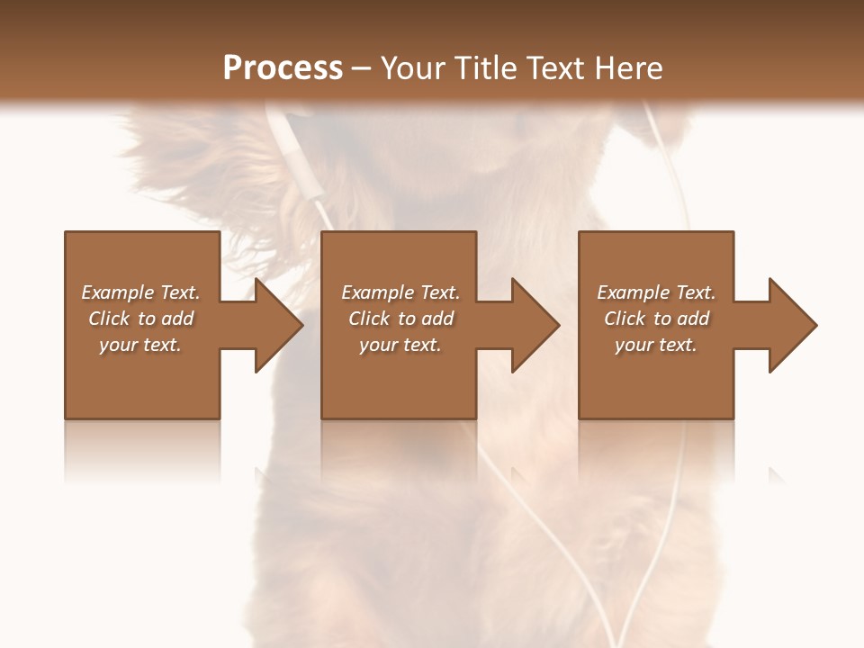 Young Puppy Listening To Music On Headphones. PowerPoint Template