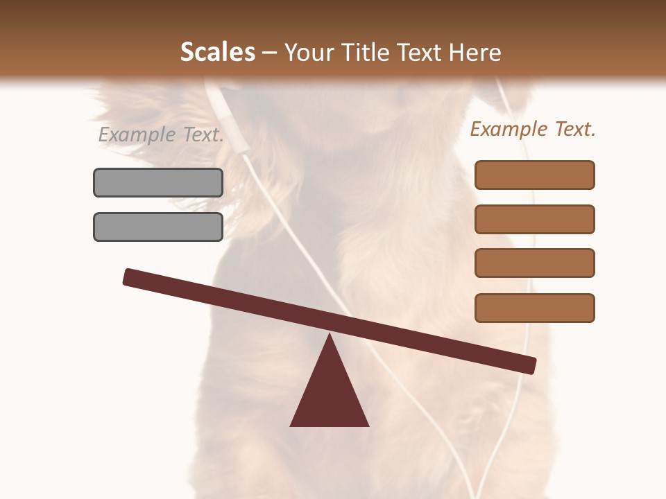 Young Puppy Listening To Music On Headphones. PowerPoint Template