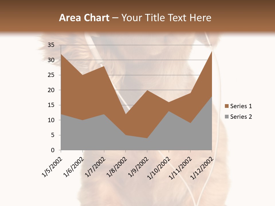 Young Puppy Listening To Music On Headphones. PowerPoint Template