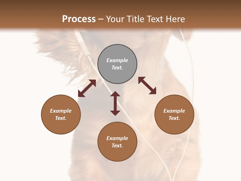 Young Puppy Listening To Music On Headphones. PowerPoint Template