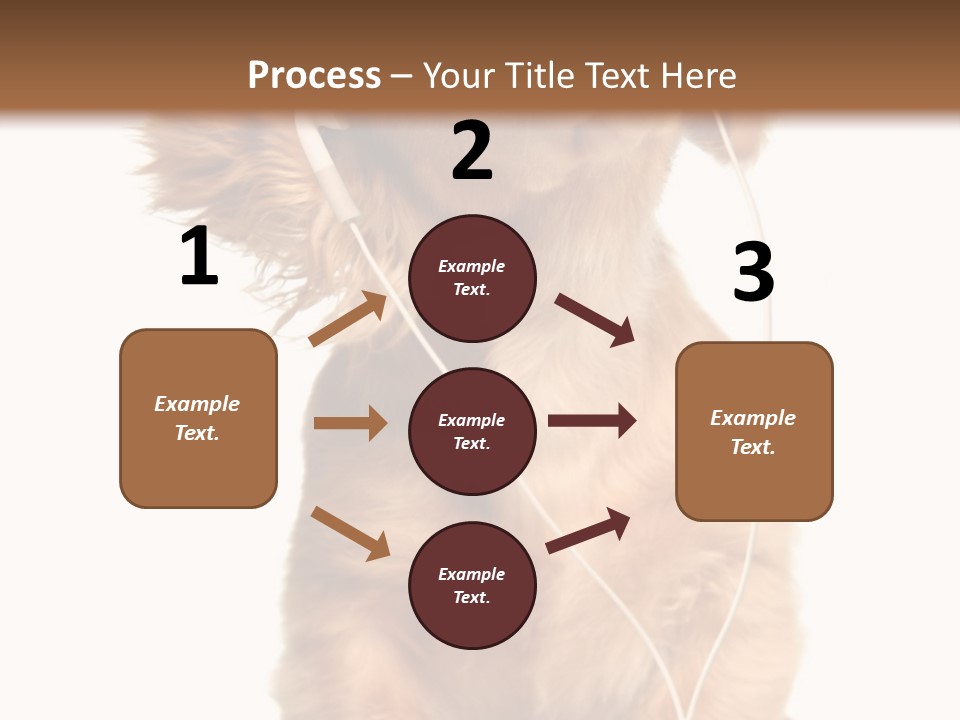 Young Puppy Listening To Music On Headphones. PowerPoint Template