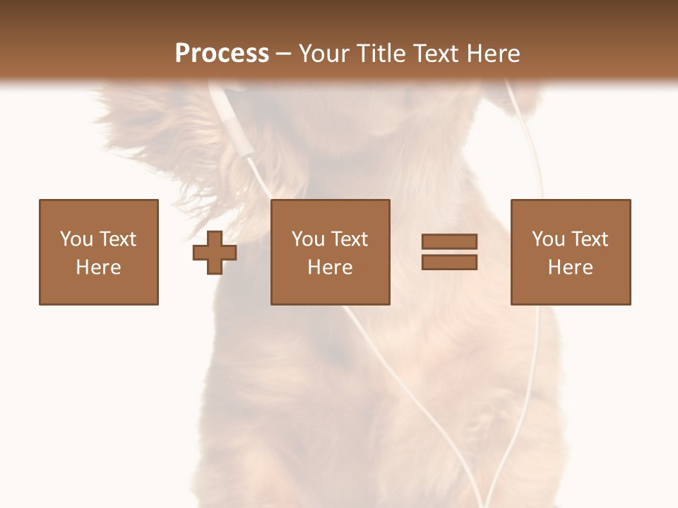 Young Puppy Listening To Music On Headphones. PowerPoint Template