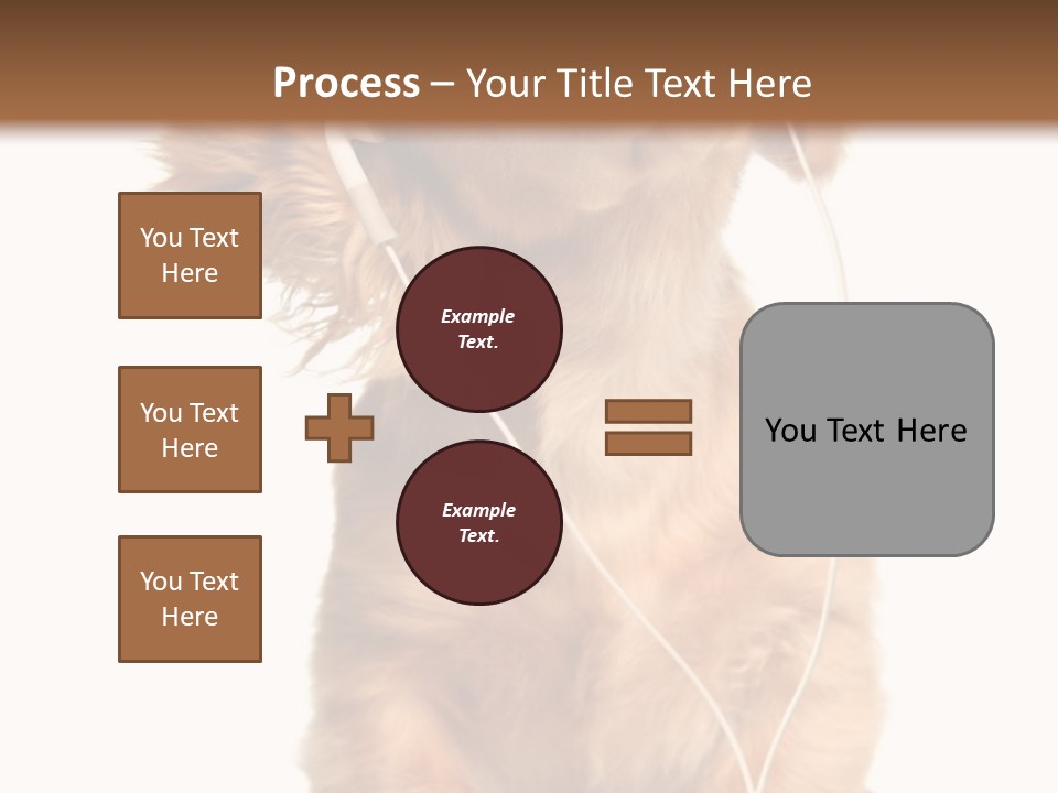 Young Puppy Listening To Music On Headphones. PowerPoint Template