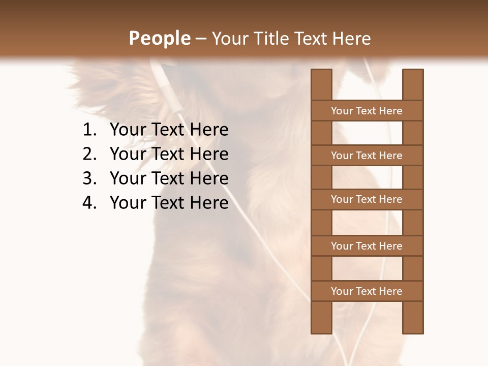 Young Puppy Listening To Music On Headphones. PowerPoint Template