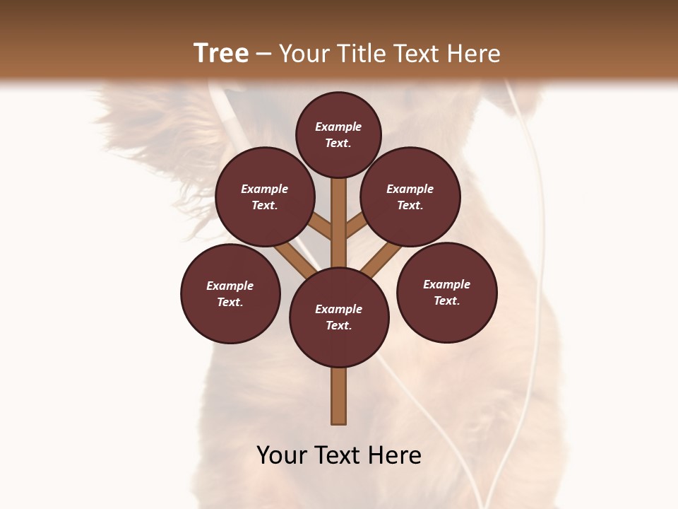 Young Puppy Listening To Music On Headphones. PowerPoint Template