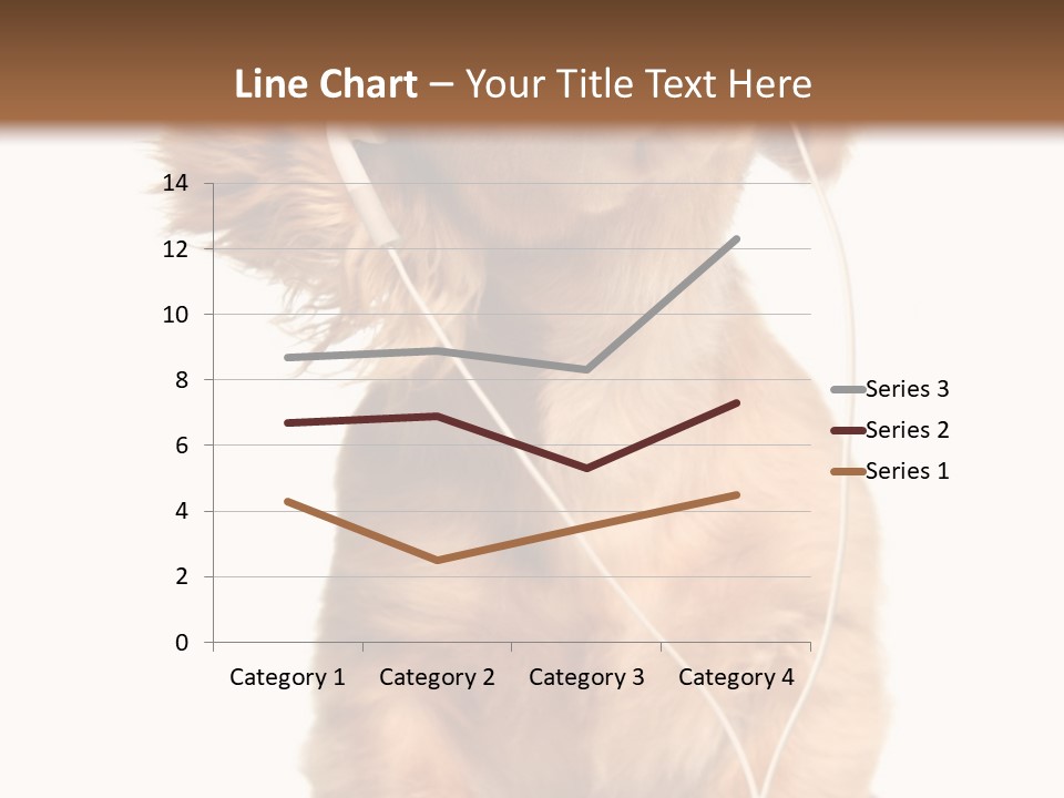 Young Puppy Listening To Music On Headphones. PowerPoint Template