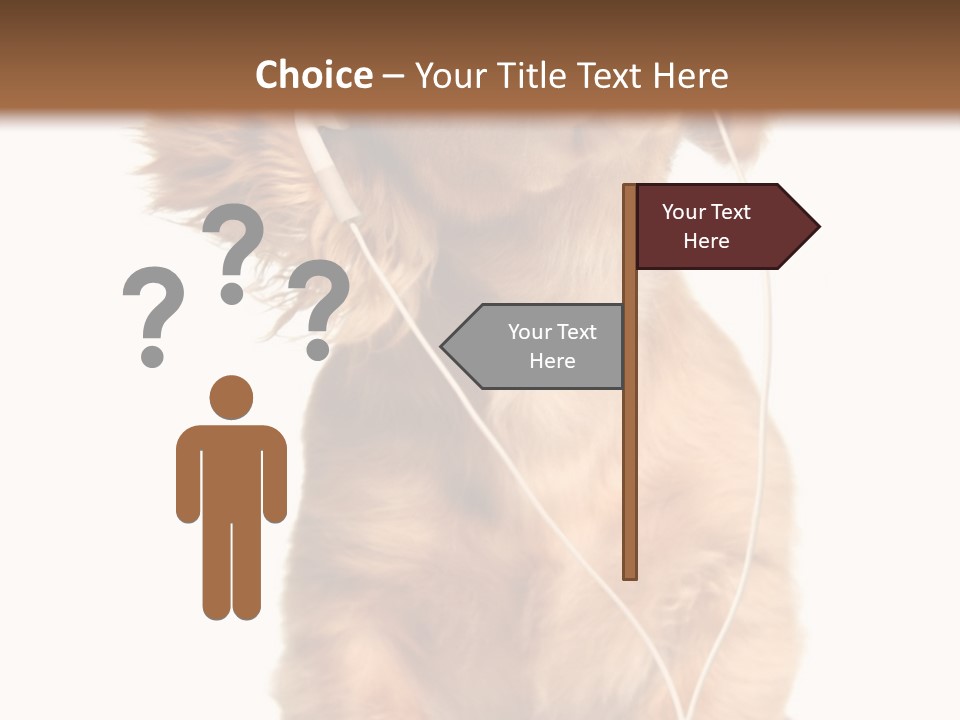 Young Puppy Listening To Music On Headphones. PowerPoint Template