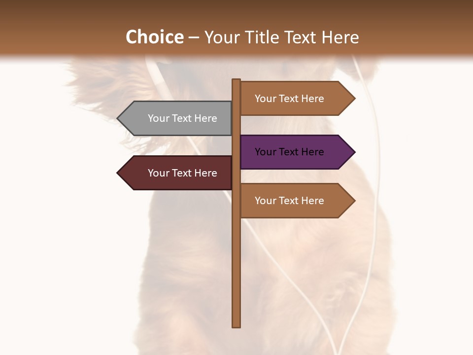 Young Puppy Listening To Music On Headphones. PowerPoint Template