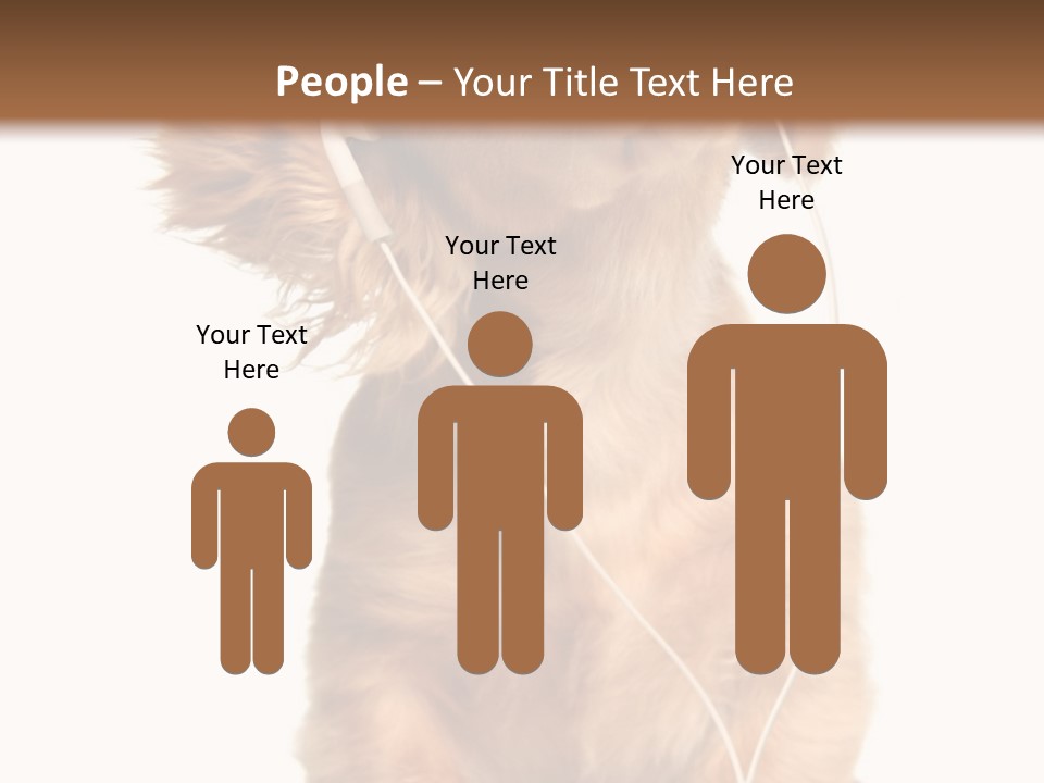 Young Puppy Listening To Music On Headphones. PowerPoint Template