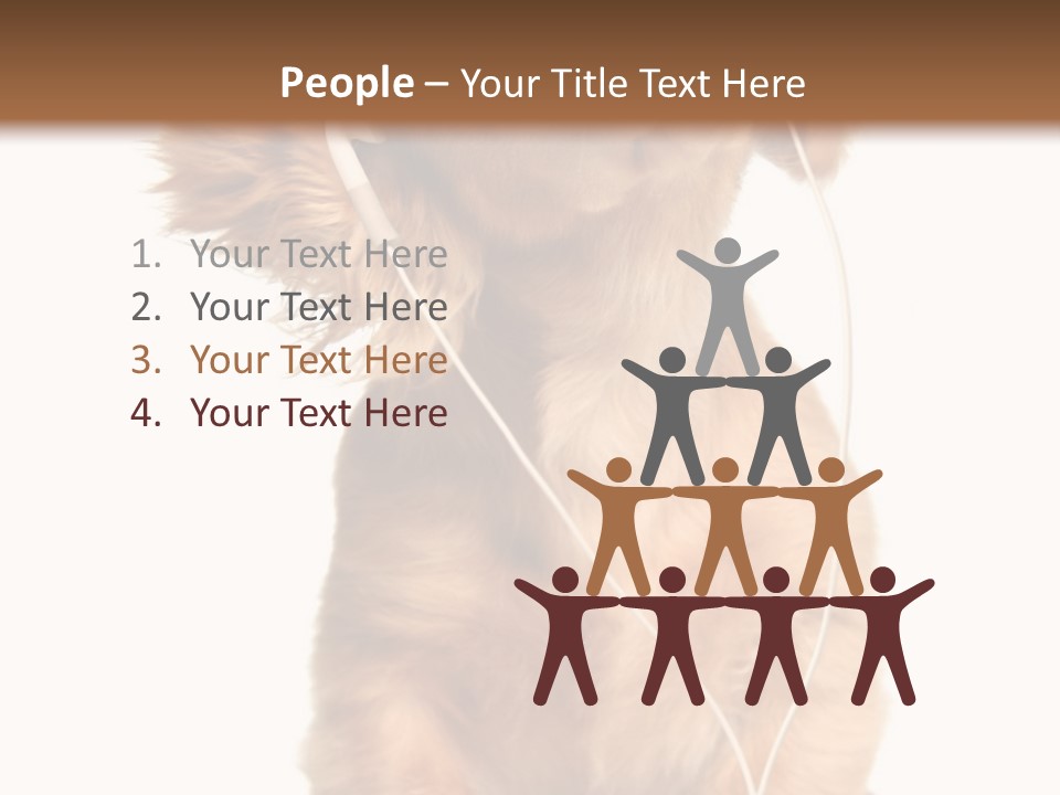 Young Puppy Listening To Music On Headphones. PowerPoint Template