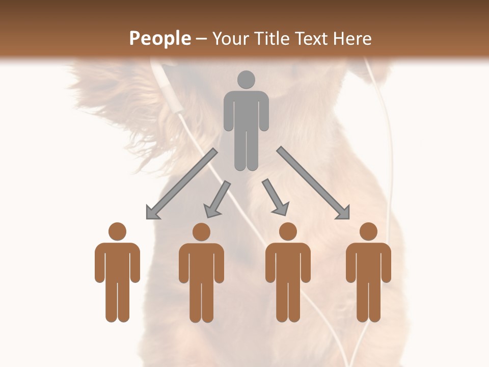 Young Puppy Listening To Music On Headphones. PowerPoint Template