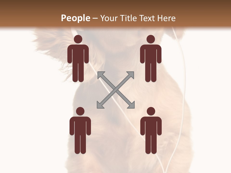 Young Puppy Listening To Music On Headphones. PowerPoint Template