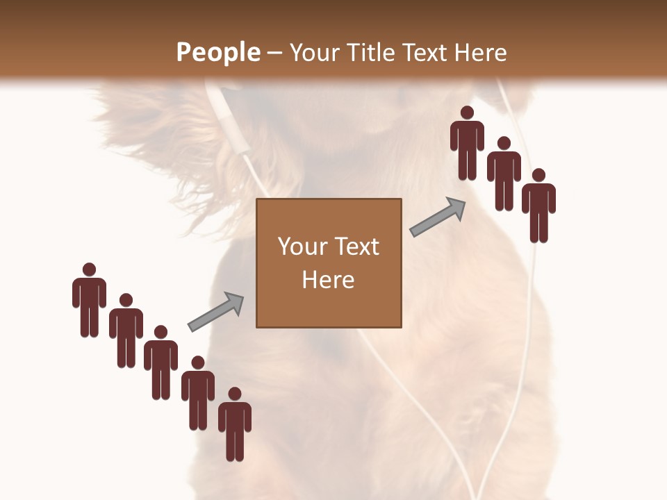 Young Puppy Listening To Music On Headphones. PowerPoint Template