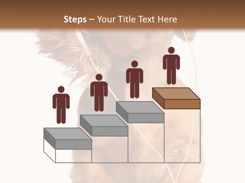 Young Puppy Listening To Music On Headphones. PowerPoint Template