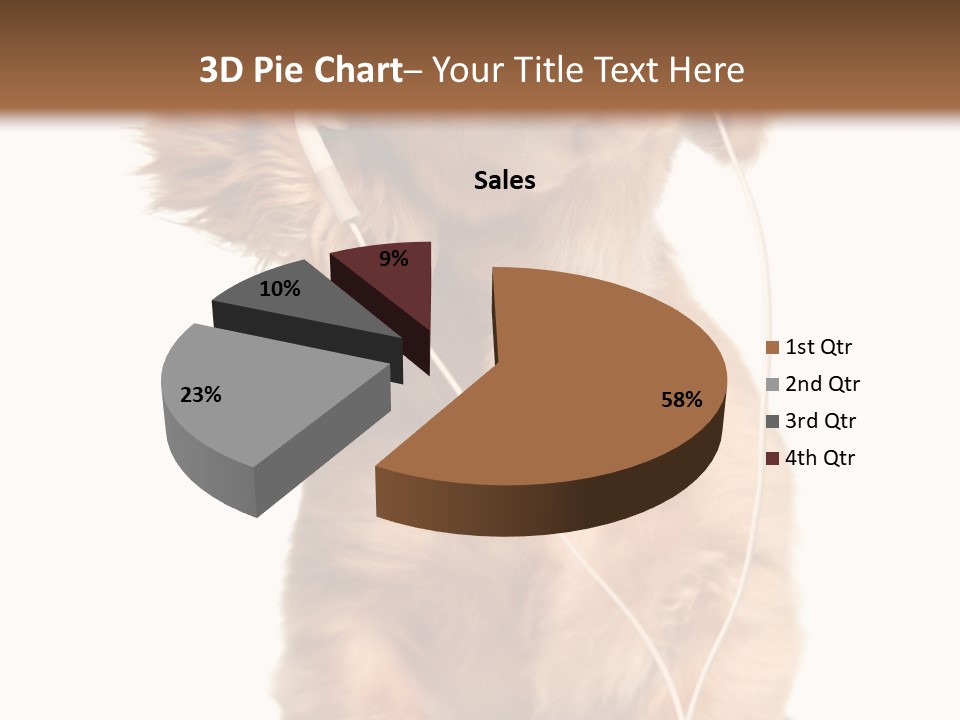 Young Puppy Listening To Music On Headphones. PowerPoint Template