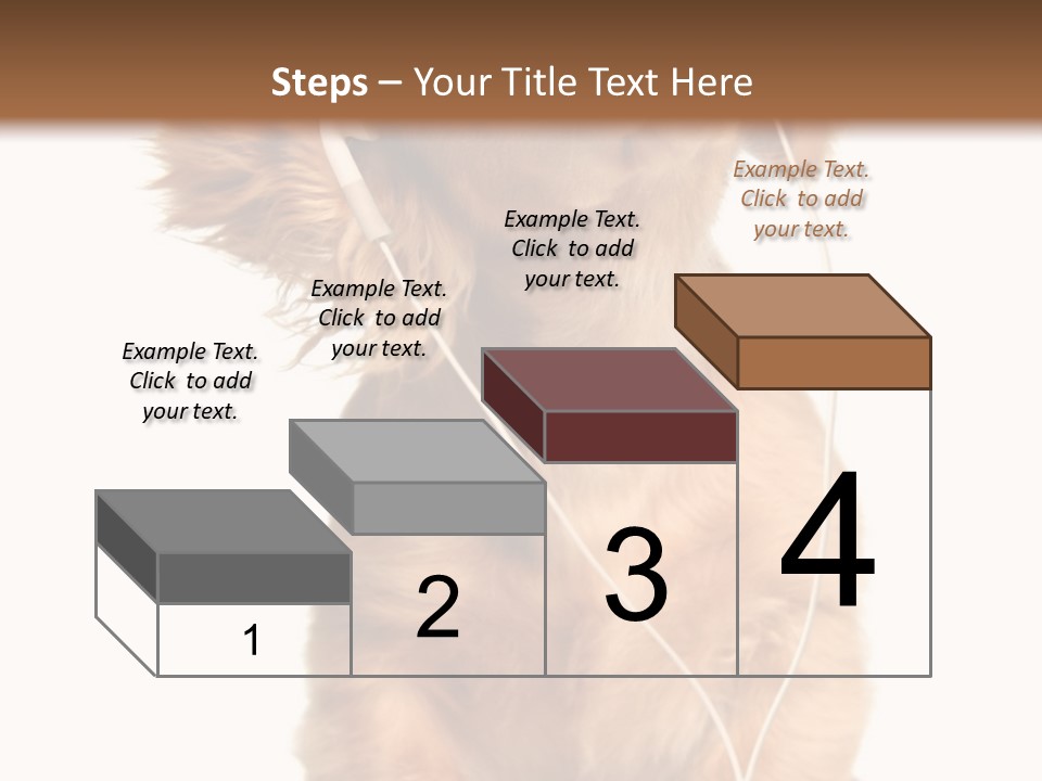 Young Puppy Listening To Music On Headphones. PowerPoint Template