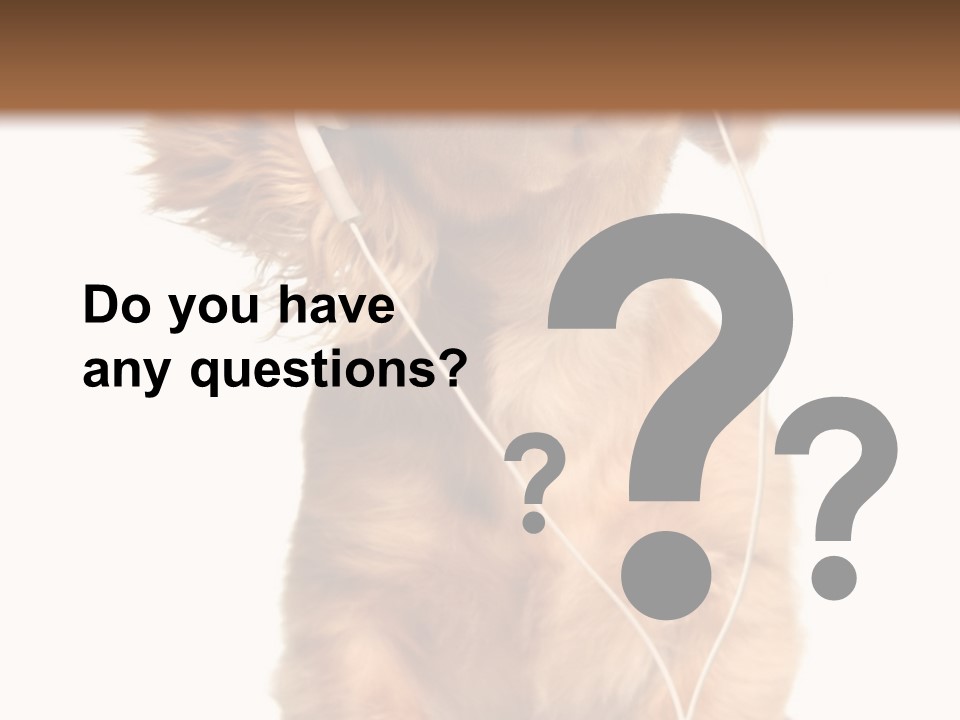 Young Puppy Listening To Music On Headphones. PowerPoint Template