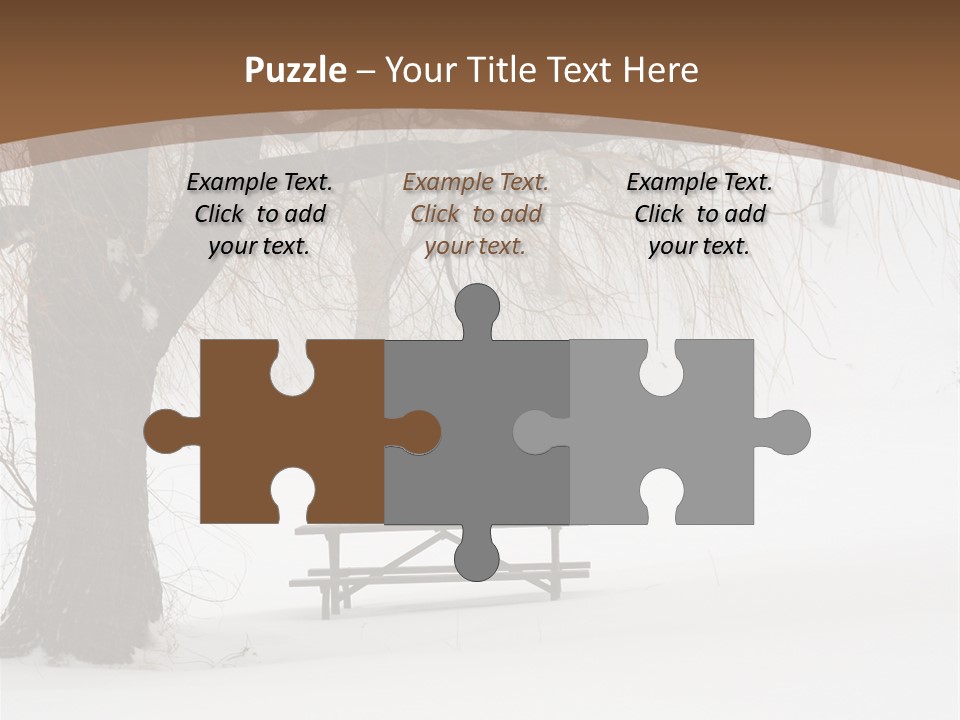 Picnic Table In Snow Under A Tree During Winter Snowstorm. PowerPoint Template