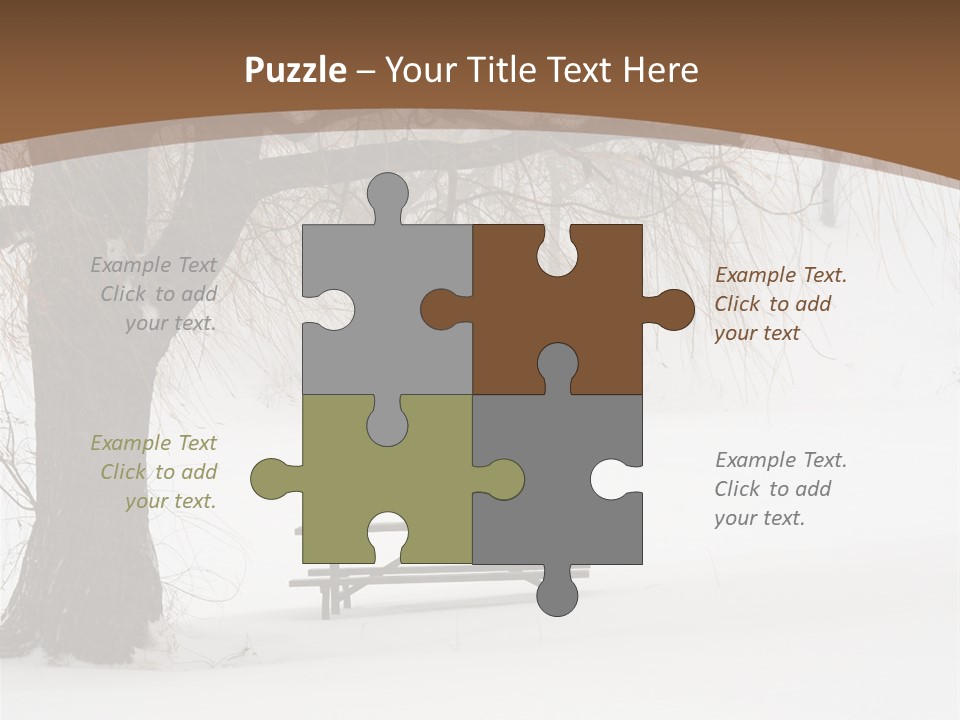 Picnic Table In Snow Under A Tree During Winter Snowstorm. PowerPoint Template