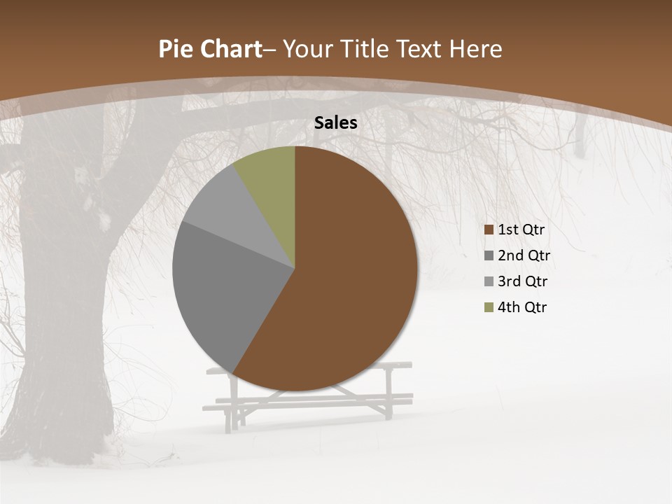 Picnic Table In Snow Under A Tree During Winter Snowstorm. PowerPoint Template