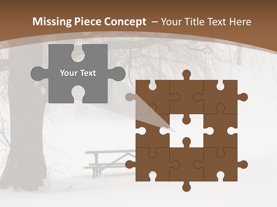 Picnic Table In Snow Under A Tree During Winter Snowstorm. PowerPoint Template