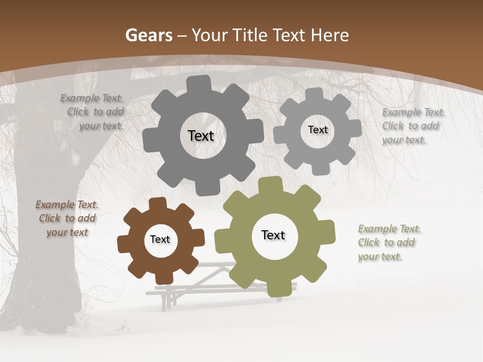 Picnic Table In Snow Under A Tree During Winter Snowstorm. PowerPoint Template