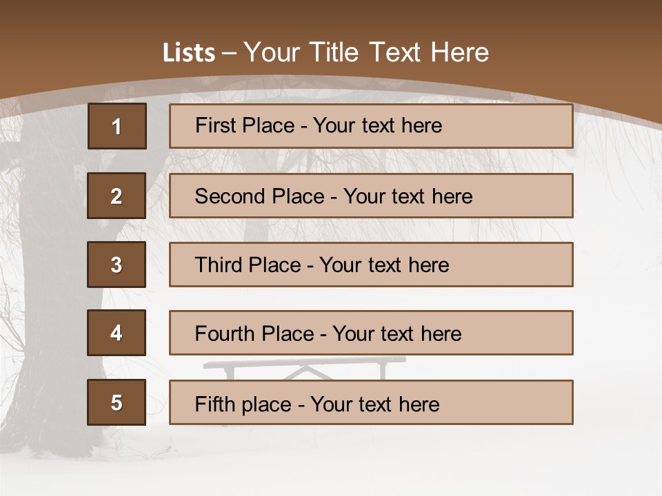 Picnic Table In Snow Under A Tree During Winter Snowstorm. PowerPoint Template
