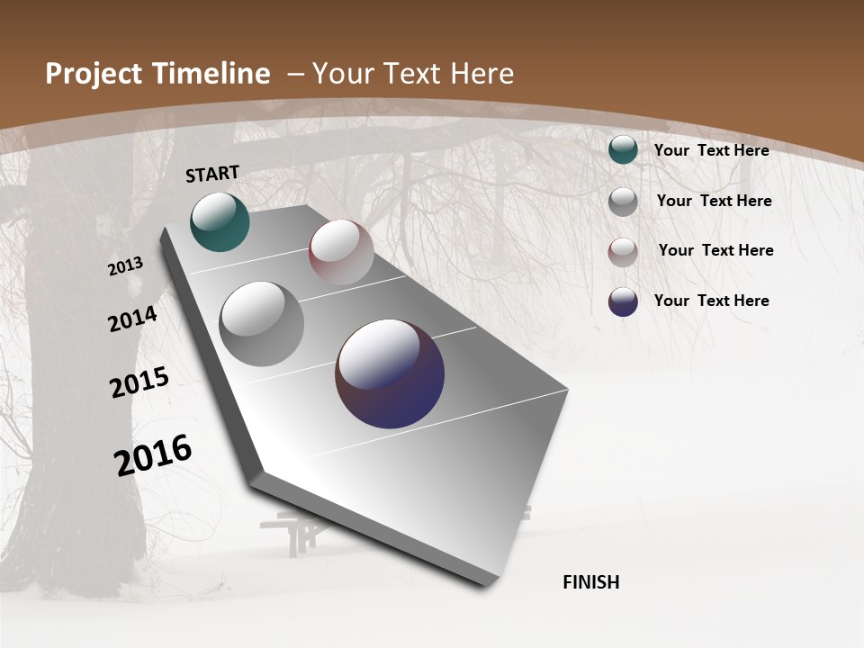 Picnic Table In Snow Under A Tree During Winter Snowstorm. PowerPoint Template