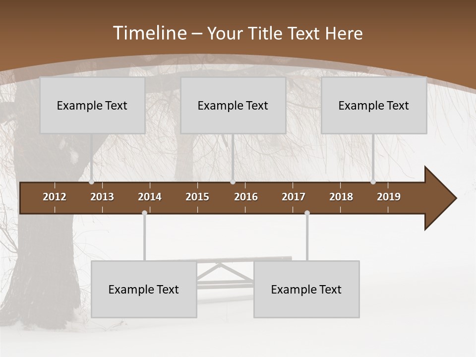 Picnic Table In Snow Under A Tree During Winter Snowstorm. PowerPoint Template