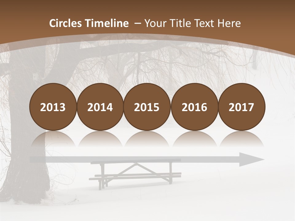 Picnic Table In Snow Under A Tree During Winter Snowstorm. PowerPoint Template