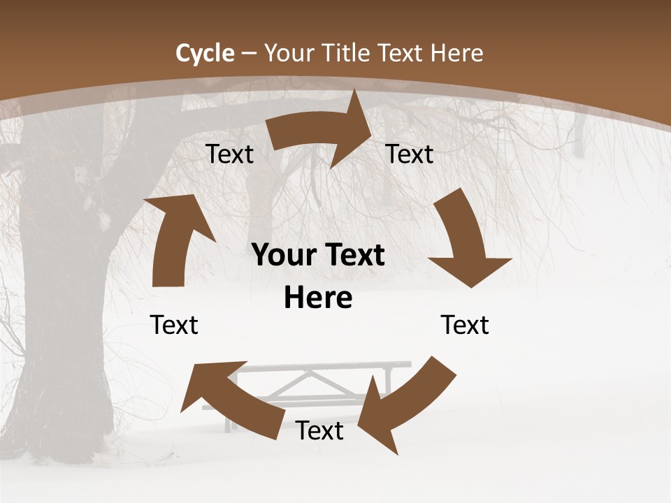 Picnic Table In Snow Under A Tree During Winter Snowstorm. PowerPoint Template