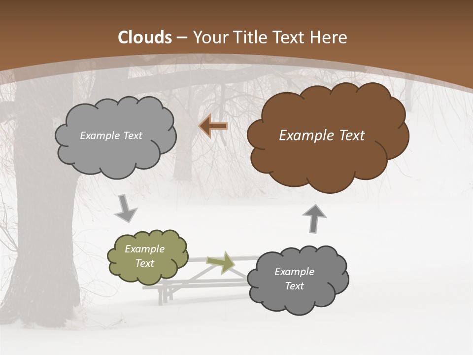 Picnic Table In Snow Under A Tree During Winter Snowstorm. PowerPoint Template