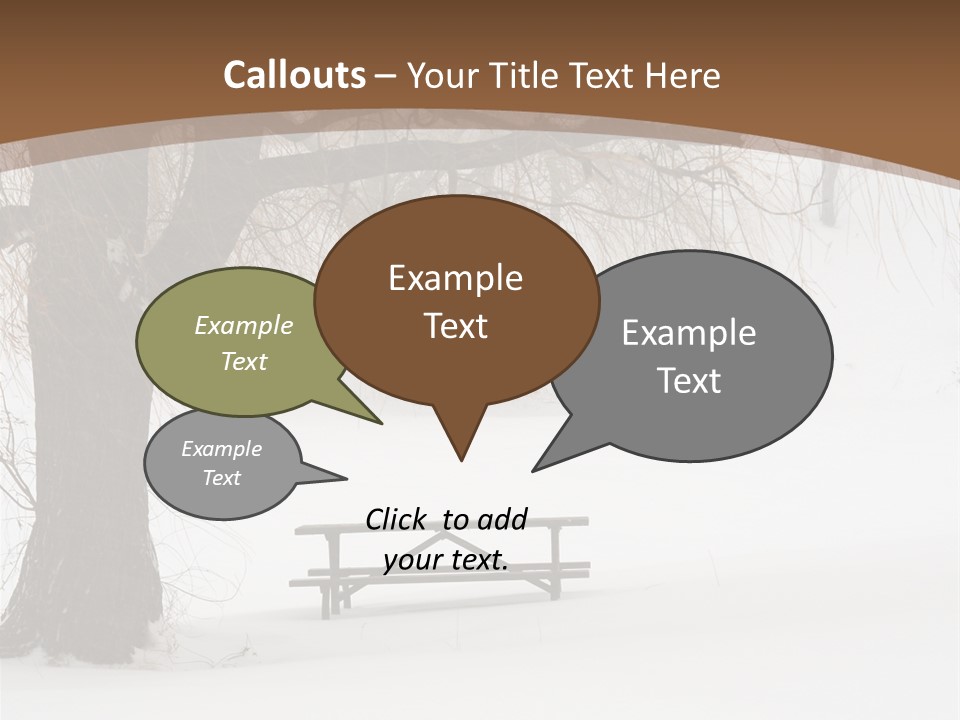 Picnic Table In Snow Under A Tree During Winter Snowstorm. PowerPoint Template
