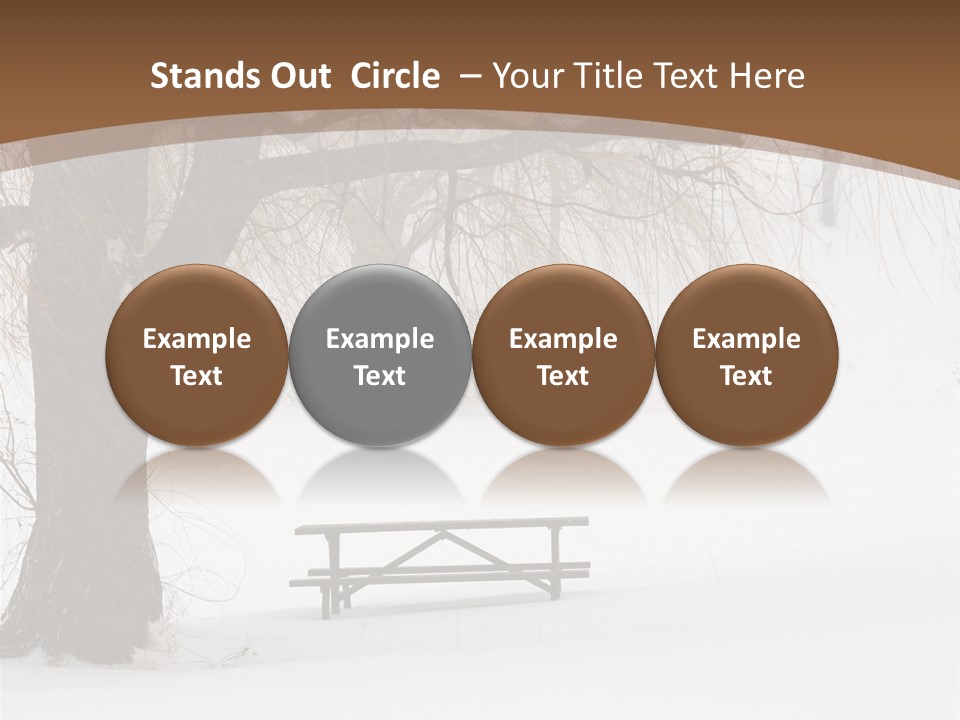 Picnic Table In Snow Under A Tree During Winter Snowstorm. PowerPoint Template