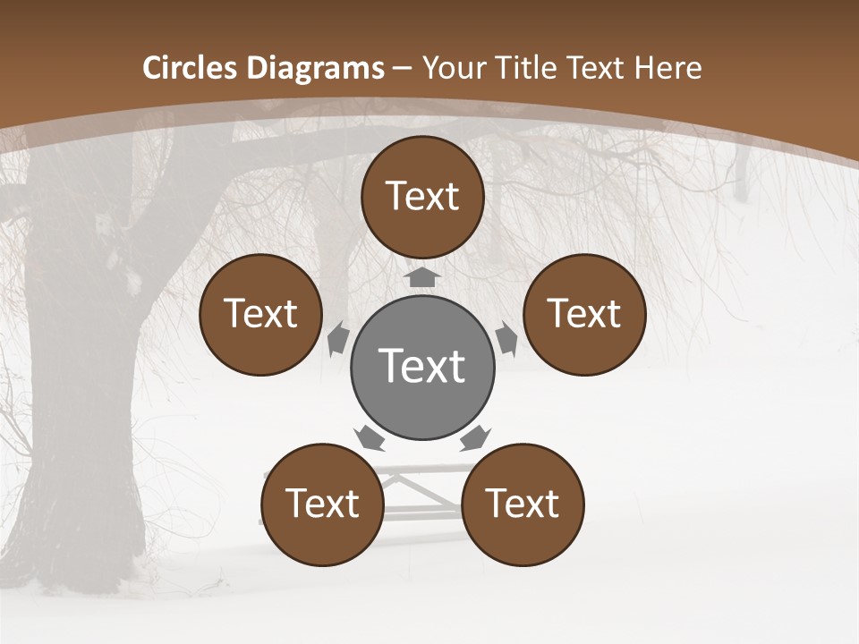 Picnic Table In Snow Under A Tree During Winter Snowstorm. PowerPoint Template