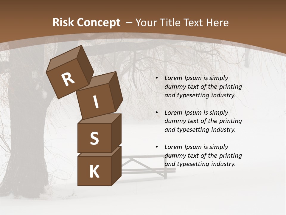 Picnic Table In Snow Under A Tree During Winter Snowstorm. PowerPoint Template