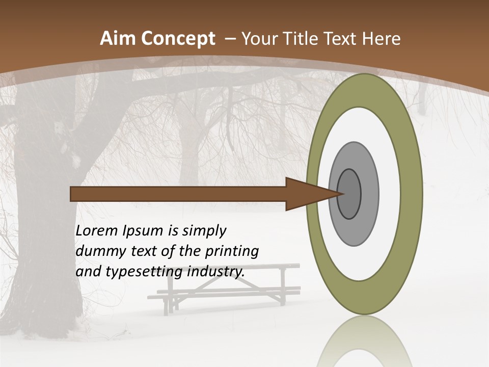 Picnic Table In Snow Under A Tree During Winter Snowstorm. PowerPoint Template