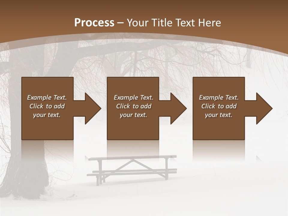 Picnic Table In Snow Under A Tree During Winter Snowstorm. PowerPoint Template