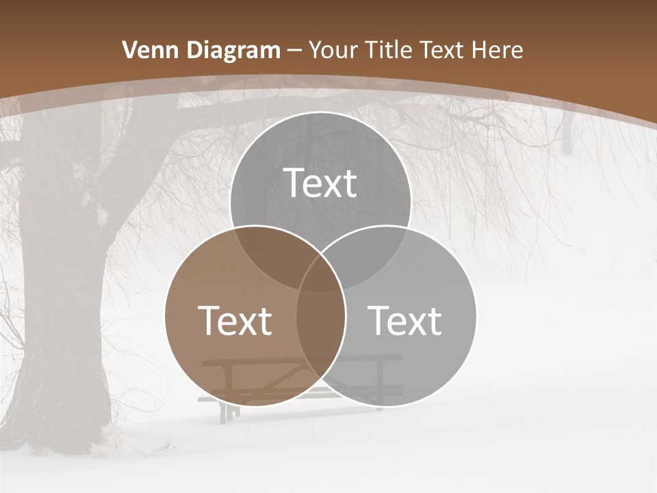 Picnic Table In Snow Under A Tree During Winter Snowstorm. PowerPoint Template