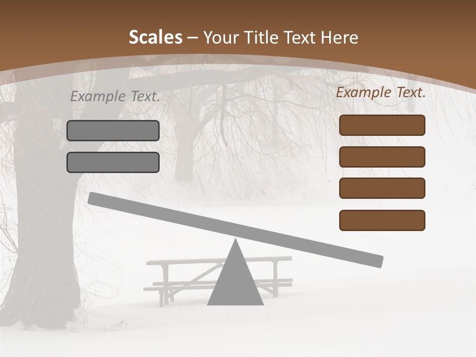 Picnic Table In Snow Under A Tree During Winter Snowstorm. PowerPoint Template