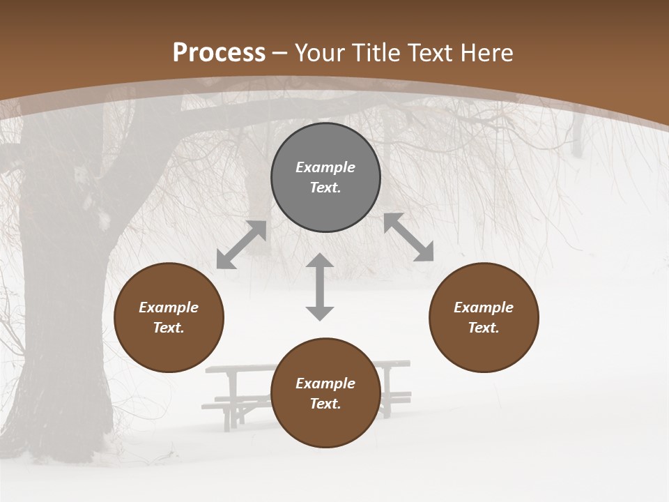 Picnic Table In Snow Under A Tree During Winter Snowstorm. PowerPoint Template