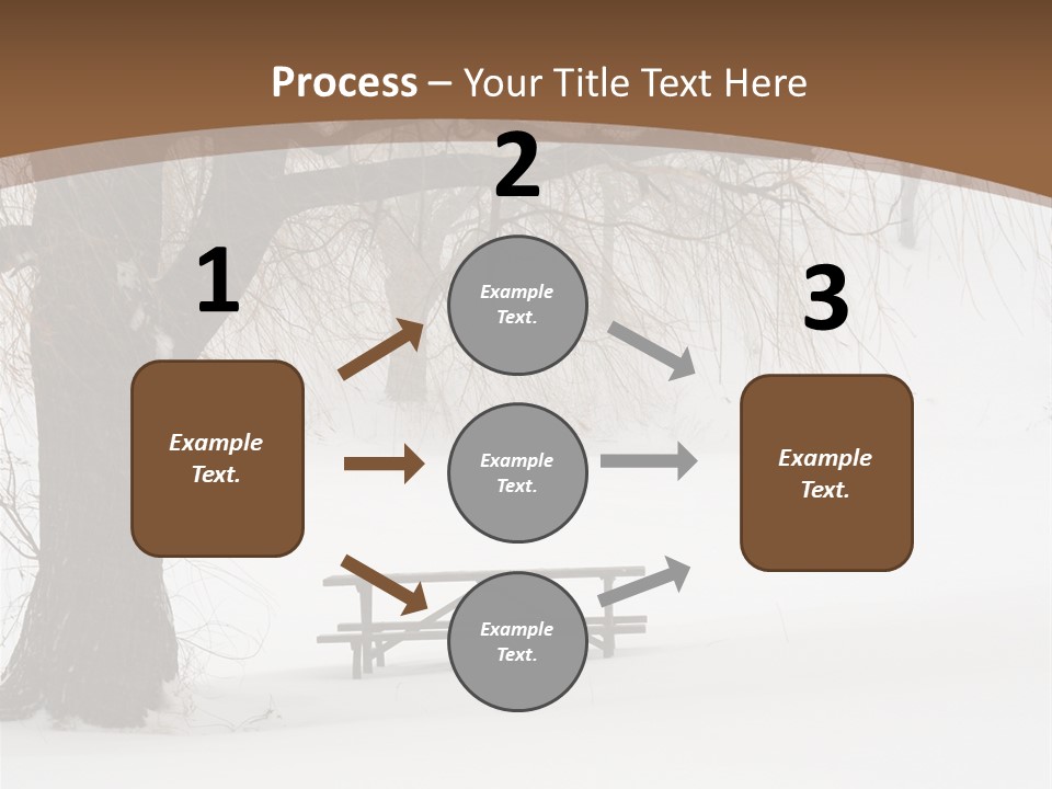 Picnic Table In Snow Under A Tree During Winter Snowstorm. PowerPoint Template