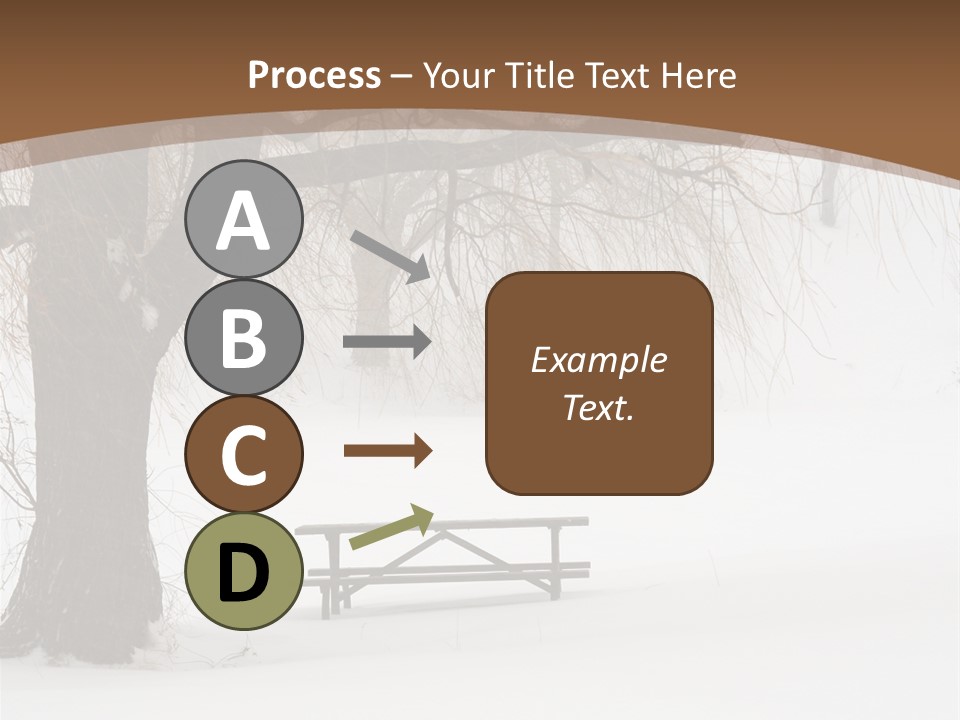 Picnic Table In Snow Under A Tree During Winter Snowstorm. PowerPoint Template