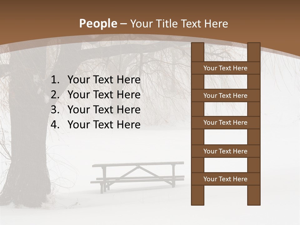 Picnic Table In Snow Under A Tree During Winter Snowstorm. PowerPoint Template