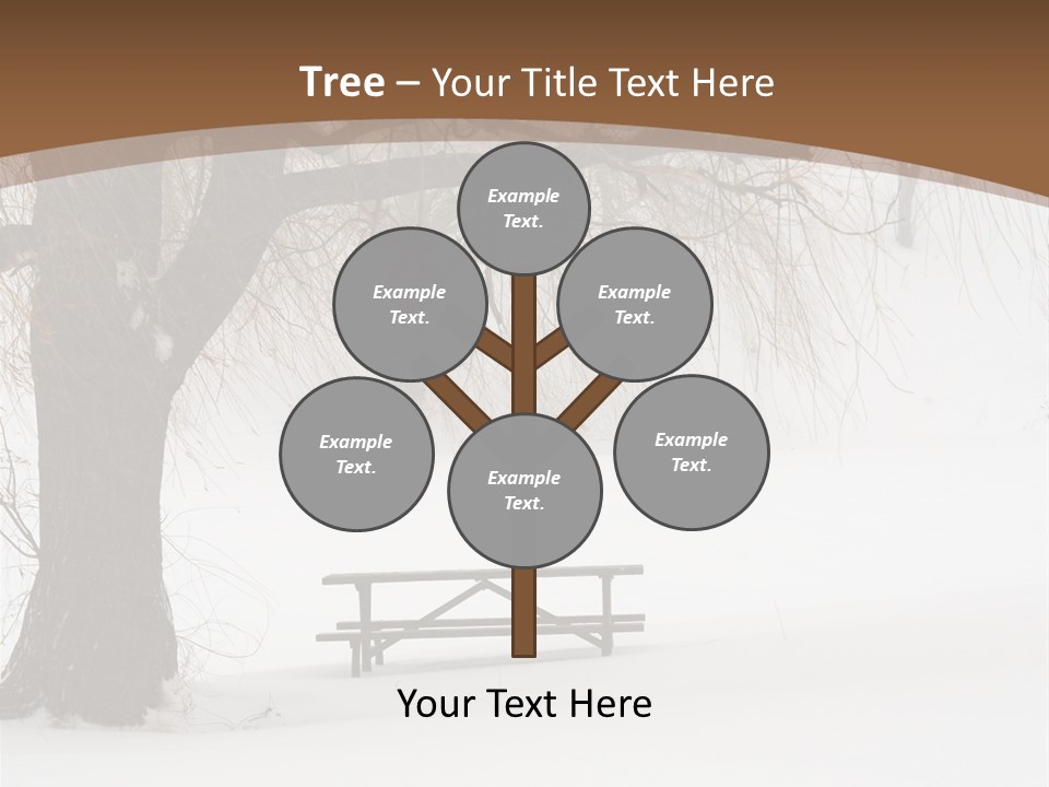 Picnic Table In Snow Under A Tree During Winter Snowstorm. PowerPoint Template