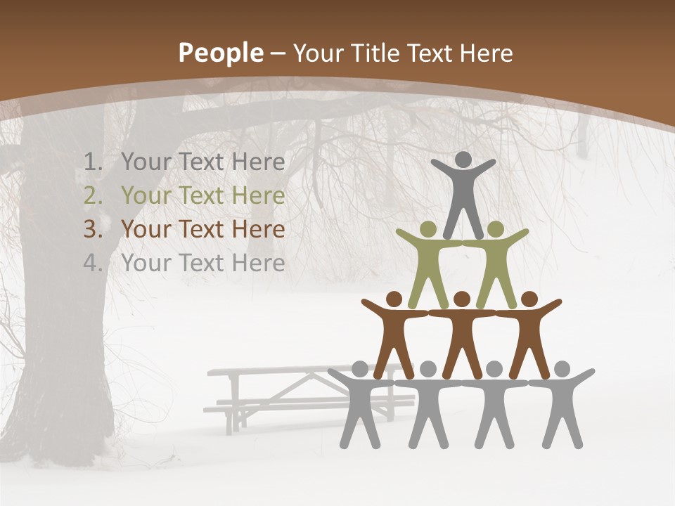 Picnic Table In Snow Under A Tree During Winter Snowstorm. PowerPoint Template