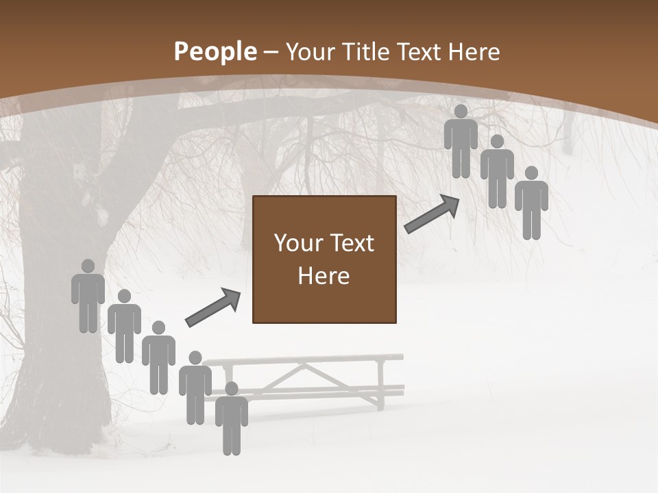 Picnic Table In Snow Under A Tree During Winter Snowstorm. PowerPoint Template
