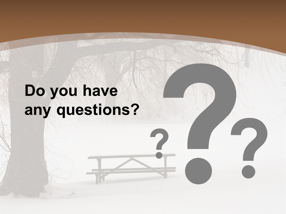 Picnic Table In Snow Under A Tree During Winter Snowstorm. PowerPoint Template