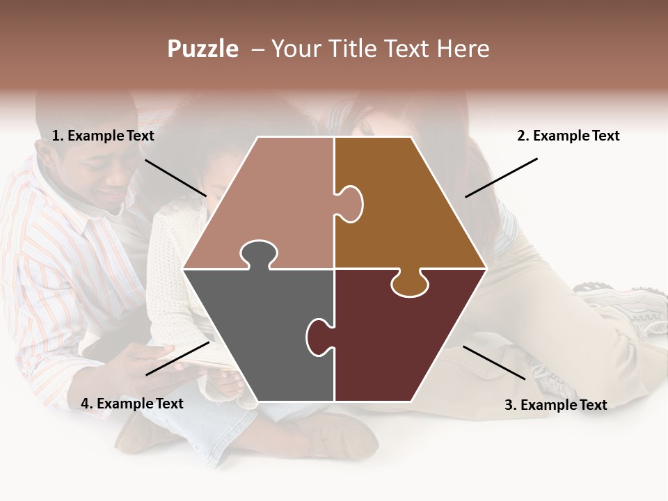 Family Of Three Reading Child's Bible Together. Caucasian Mother And African American Father With Daughter. PowerPoint Template