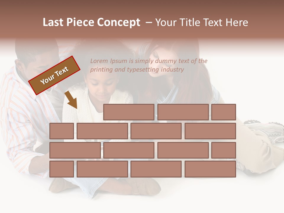 Family Of Three Reading Child's Bible Together. Caucasian Mother And African American Father With Daughter. PowerPoint Template
